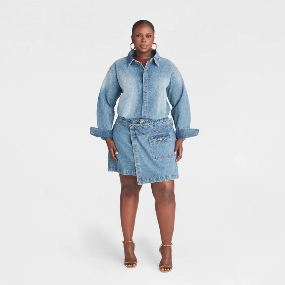 Light Blue Denim Strapless Dress